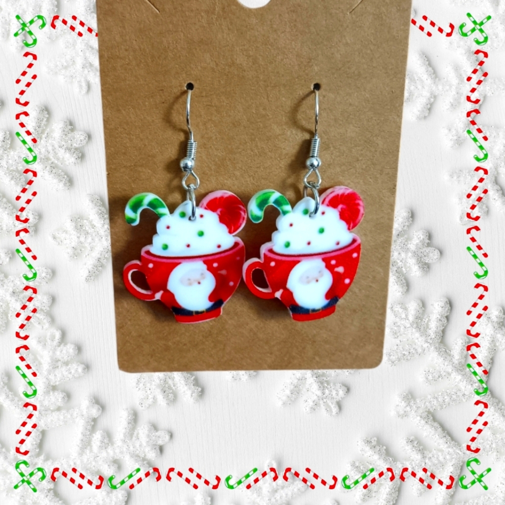 Santa Christmas Mug Earrings
